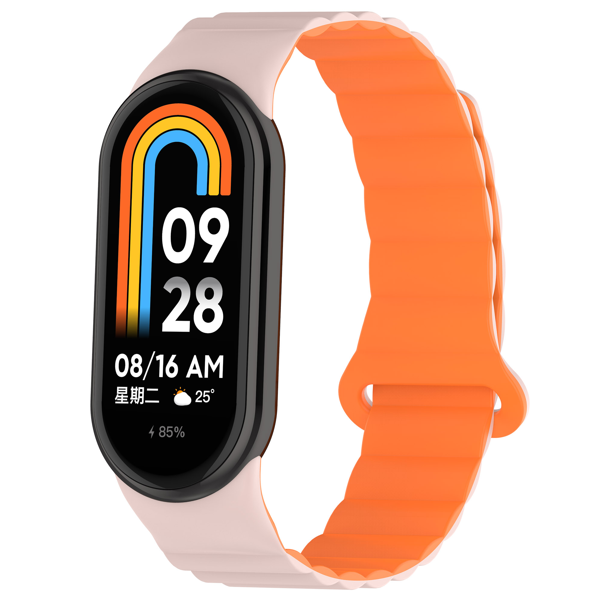 Xiaomi Силиконовый ремешок для Xiaomi Mi Band 8/9/10 с магнитной застежкой, розово-оранжевый