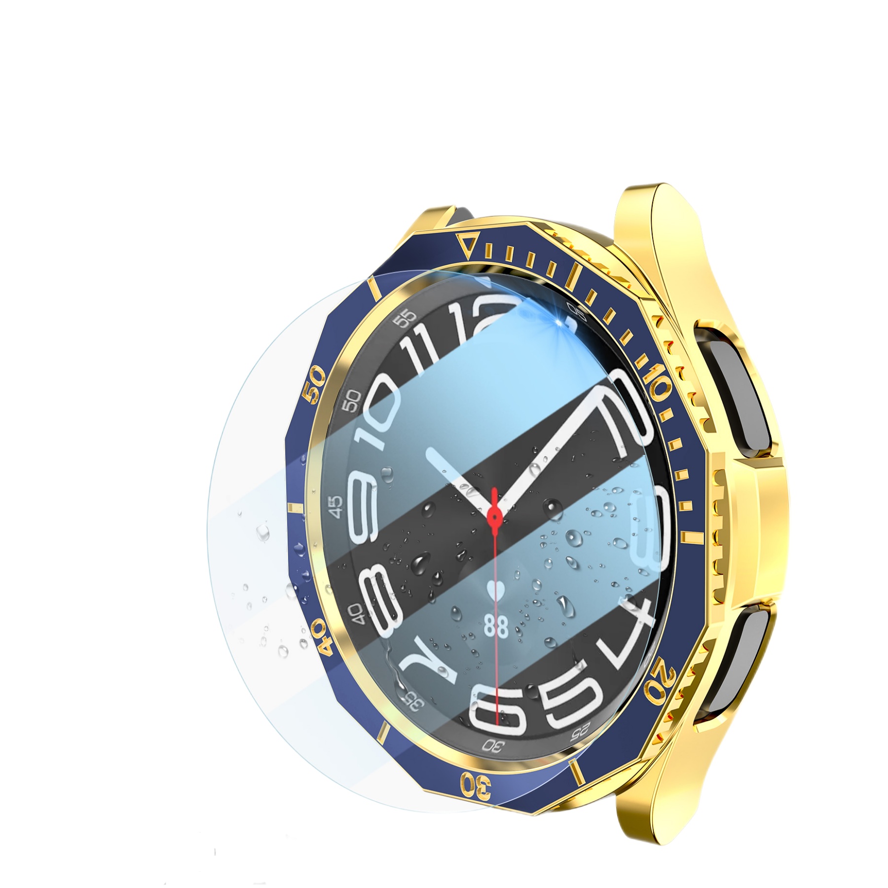 Samsung Двухцветный безель + защитный бампер для смарт-часов Samsung Galaxy Watch 6 Classic 47 мм, сине-золотистый