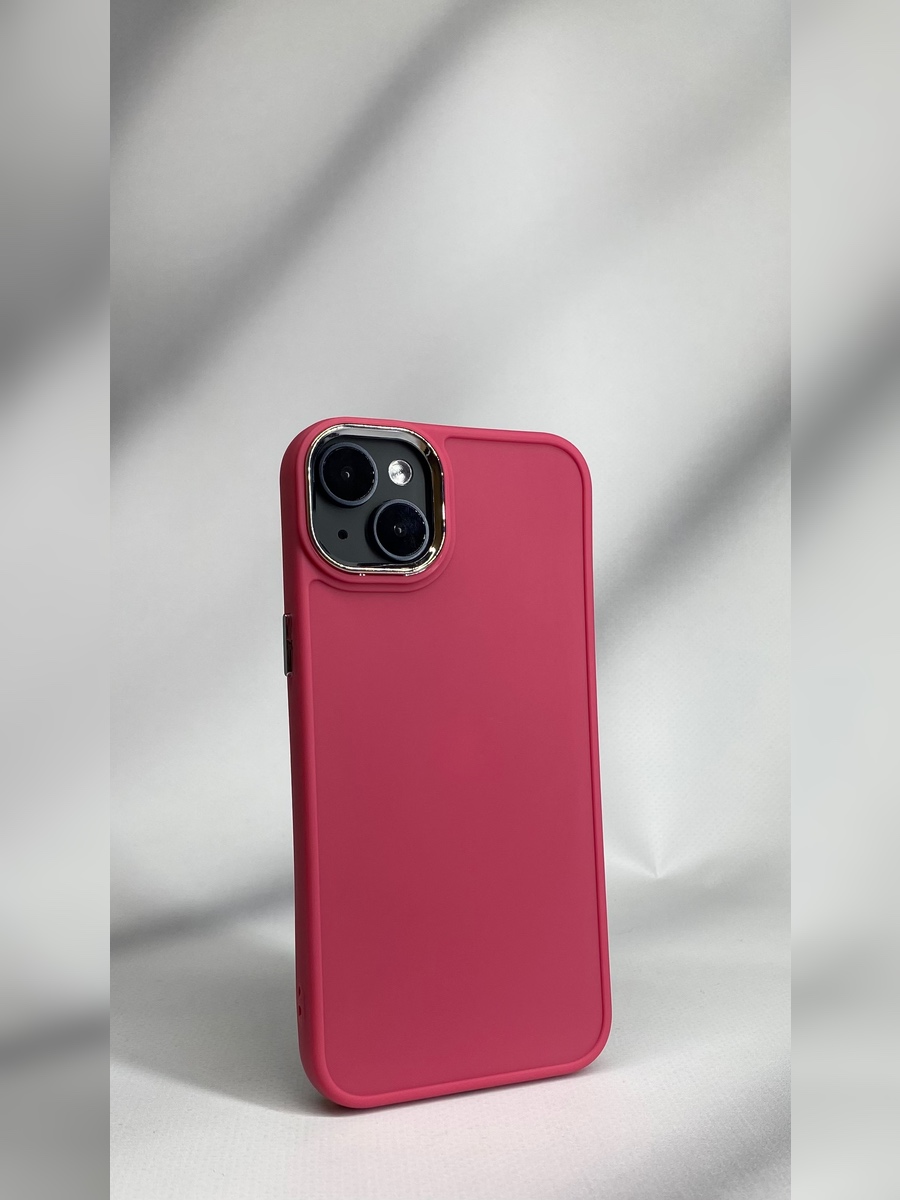 Apple Силиконовый чехол со съемной оправой камеры для iPhone 14 Plus ярко-розовый