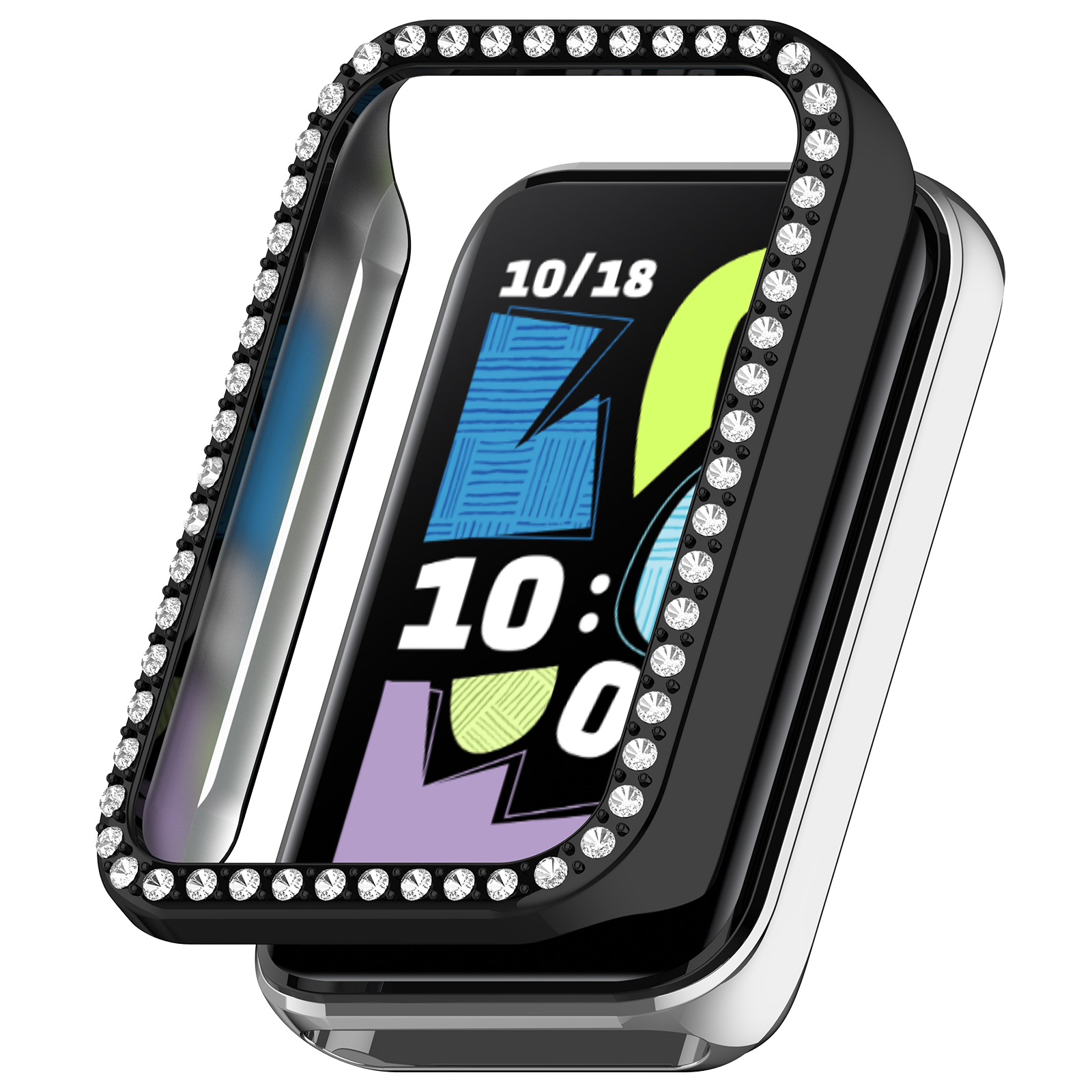 Honor  Жёсткий защитный бампер со стразами для Honor Band 10 черный