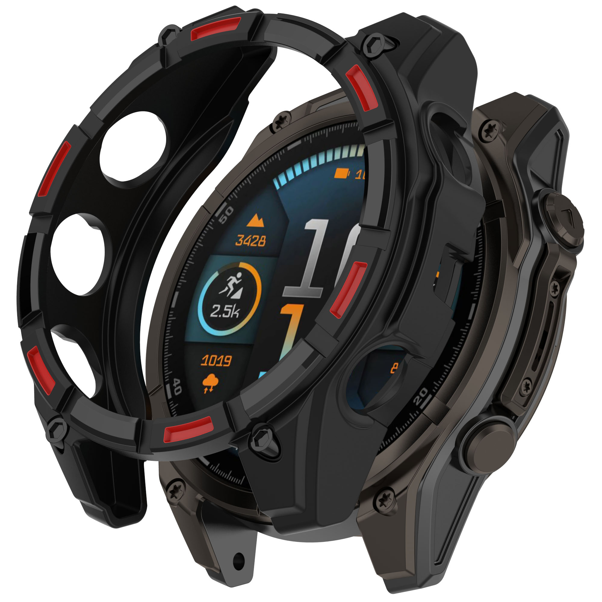 Garmin Мягкий защитный чехол для Garmin Quatix 8, 51 мм черно-красный