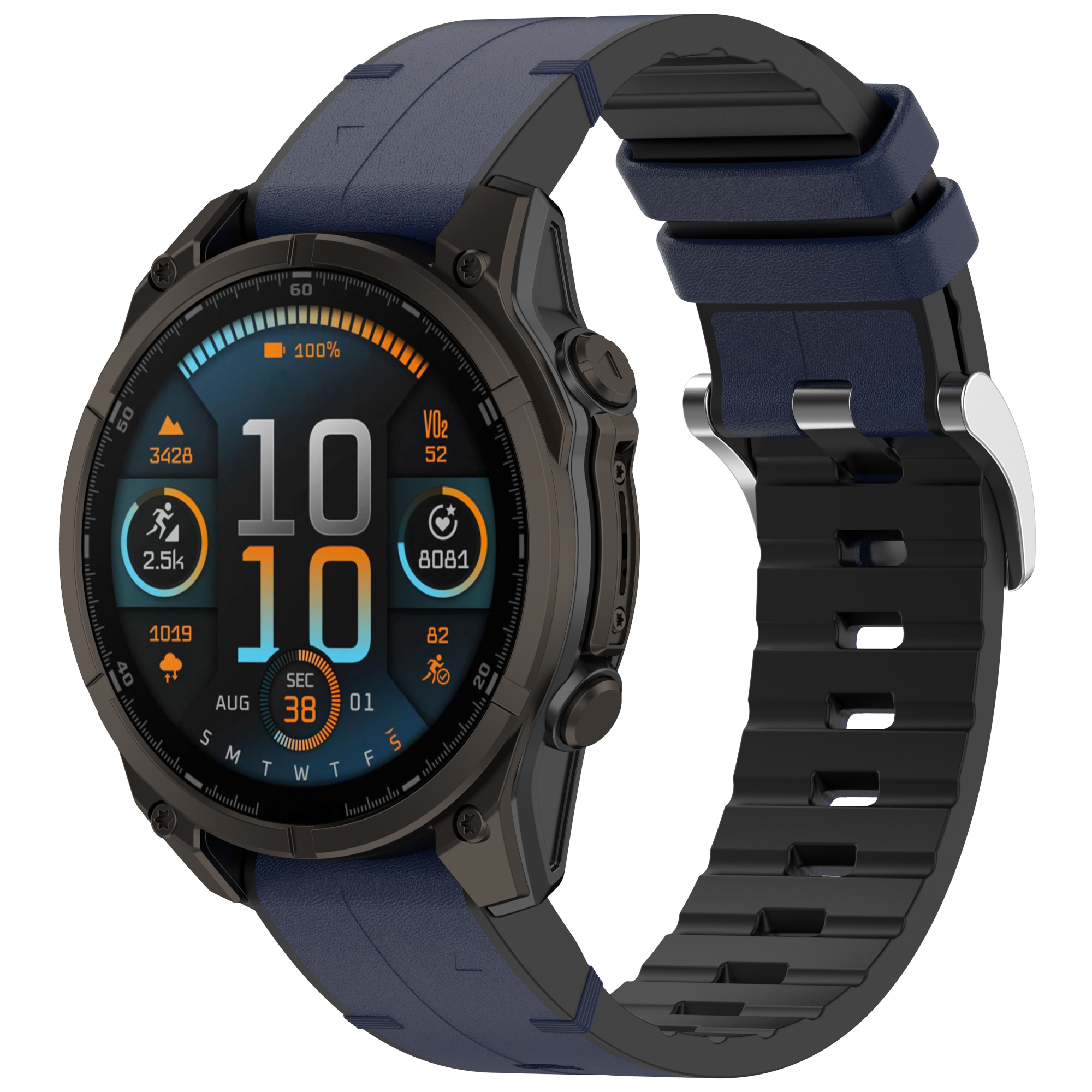 Garmin Силиконовый кожаный ремешок для Garmin Fenix ​​8/Epix Pro, 20 мм ночной-синий