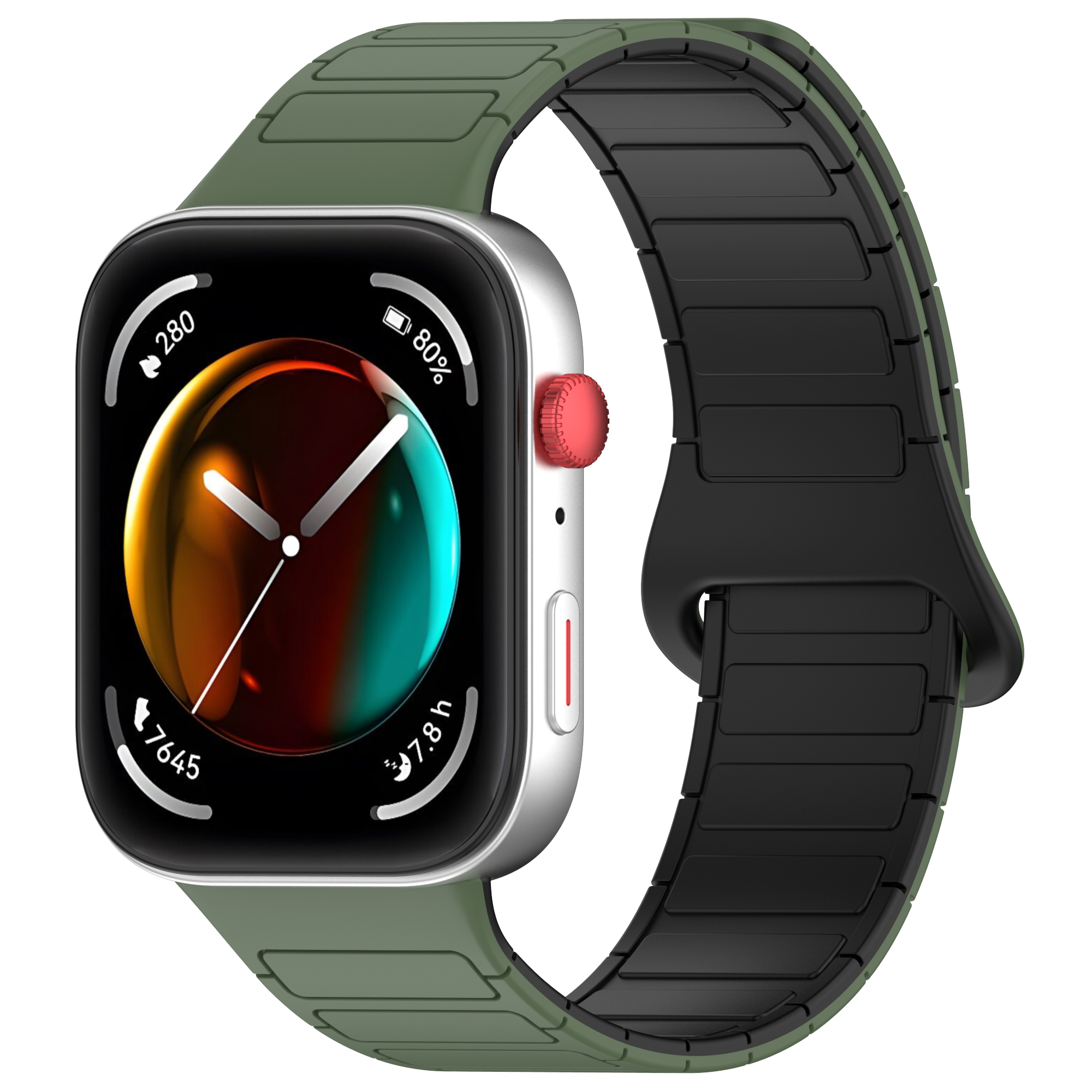 Huawei Двухцветный магнитный ремешок Huawei Watch Fit 3/4/4 Pro темно-зелено-черный