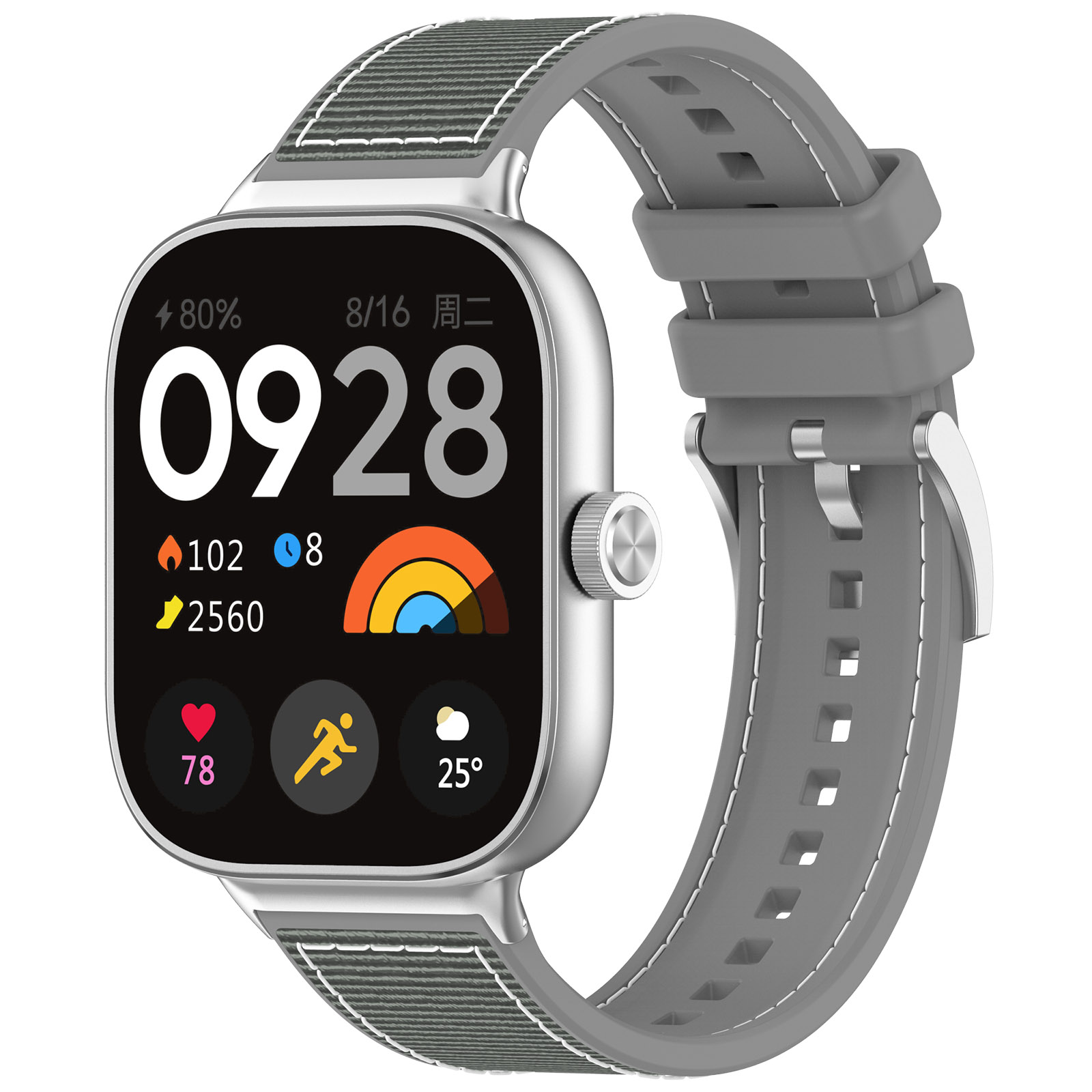 ГиперМол Cиликоново-нейлоновый ремешок для Xiaomi Mi Band 8 Pro/9 Pro и Redmi Watch 4/5 серый