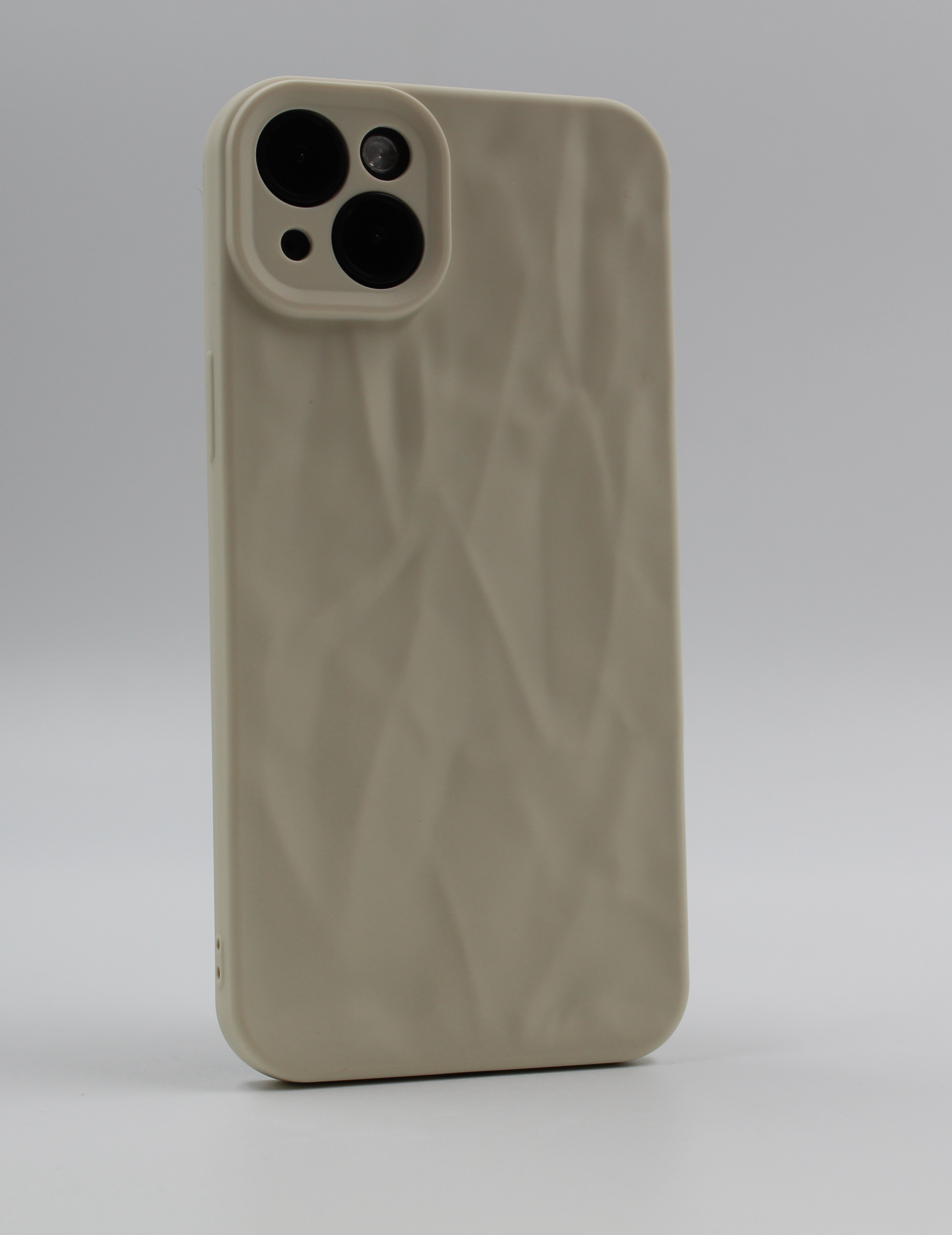 Apple Мягкий силиконовый чехол для iPhone 15, эффект мятой текстуры лунный