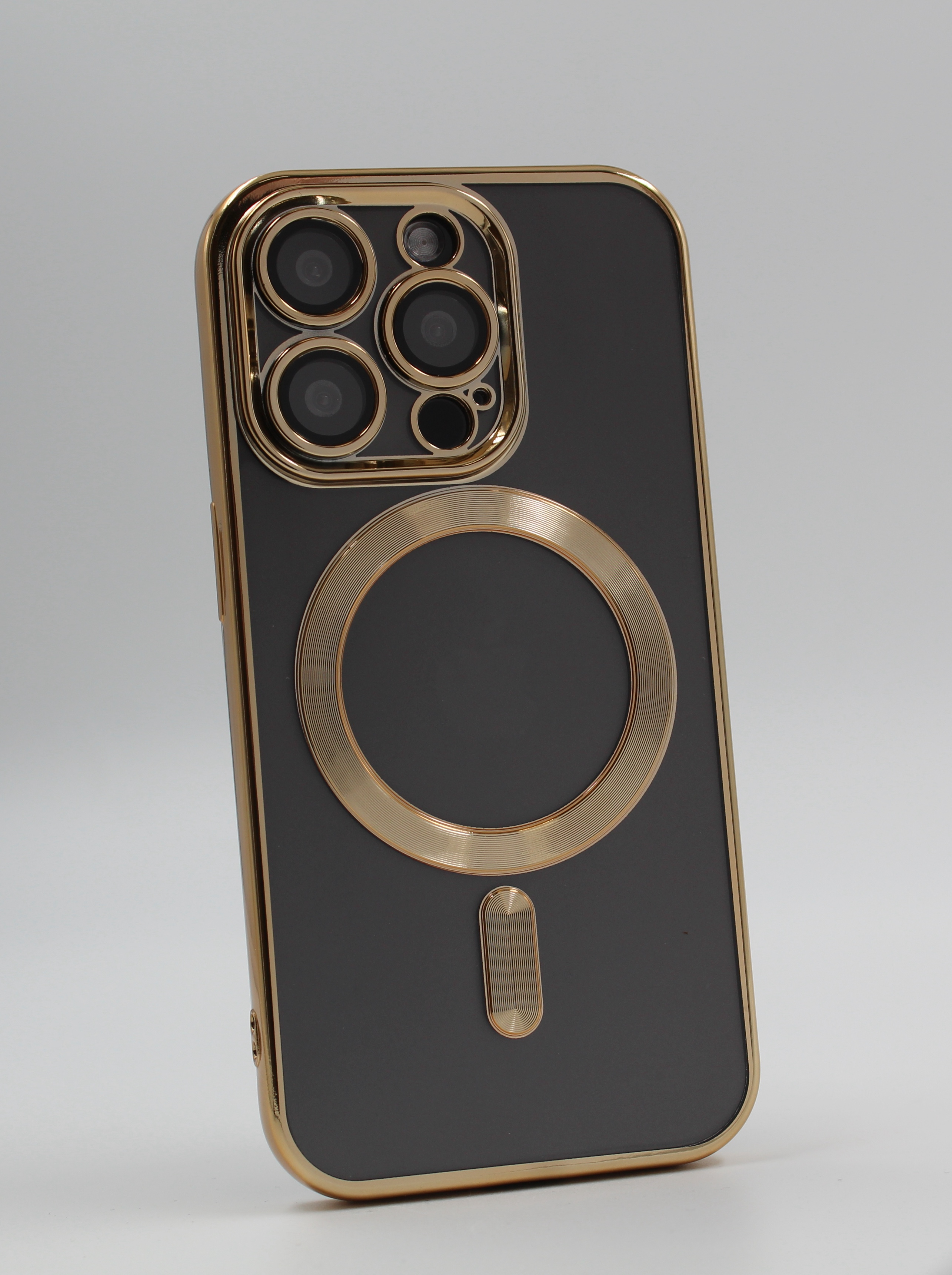 Apple Прозрачный чехол с глянцевой рамкой для iPhone 15 Pro Max, MagSafe золотистый