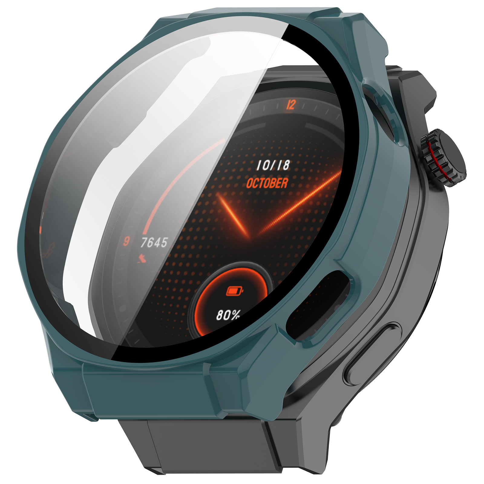 Honor Жесткий защитный чехол со стеклом для Honor Watch 5 Ultra сосново-зеленый