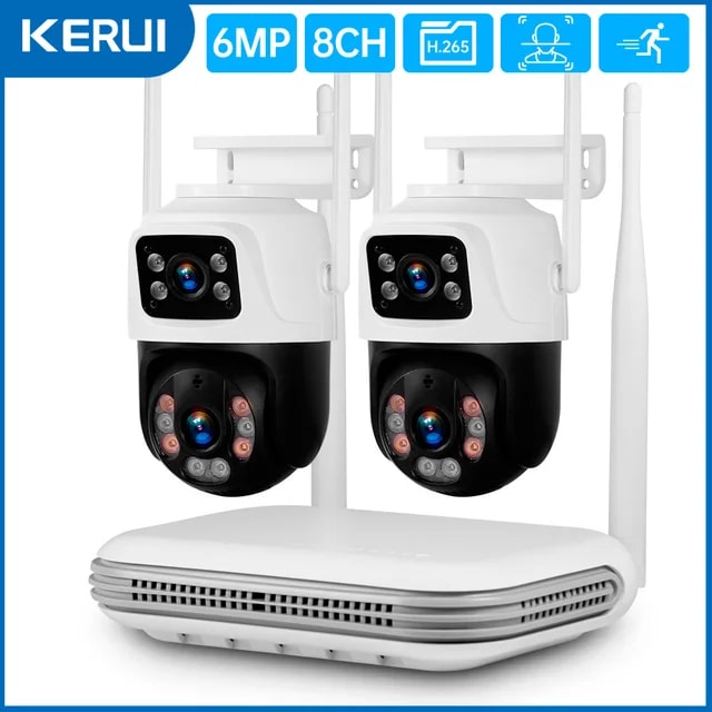 Kerui N1008L CCTV система, PTZ камеры, 2 камеры с двойным объективом по 3 МП, 1 Тб