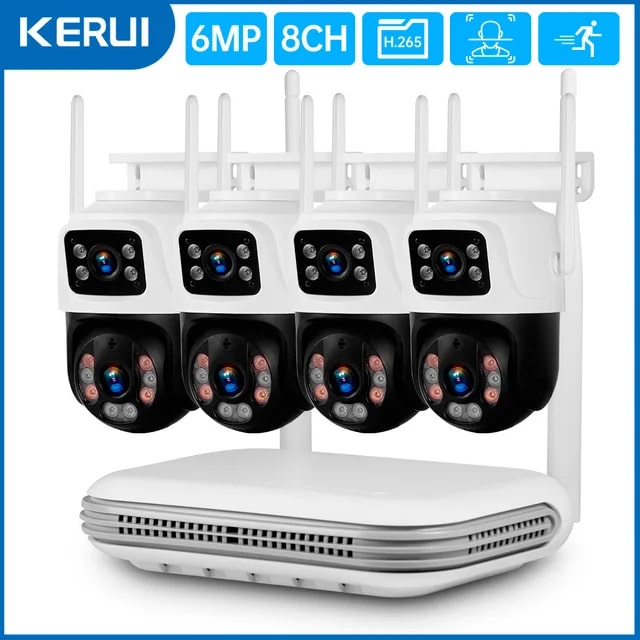 Kerui N1008L CCTV система, PTZ камеры, 4 камеры с двойным объективом по 3 МП, 2 Тб