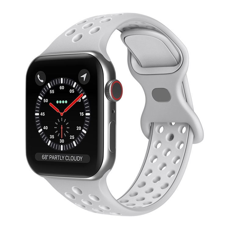 Apple Двухцветный спортивный силиконовый ремешок Apple Watch 1-9 / SE / ULTRA (42/44/45/49), размер L серо-белый