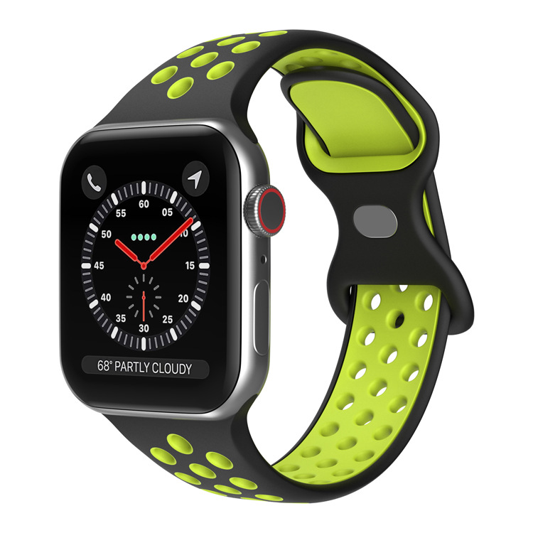 Apple Двухцветный спортивный силиконовый ремешок Apple Watch 1-9 / SE / ULTRA (42/44/45/49), размер L черно-лимонный