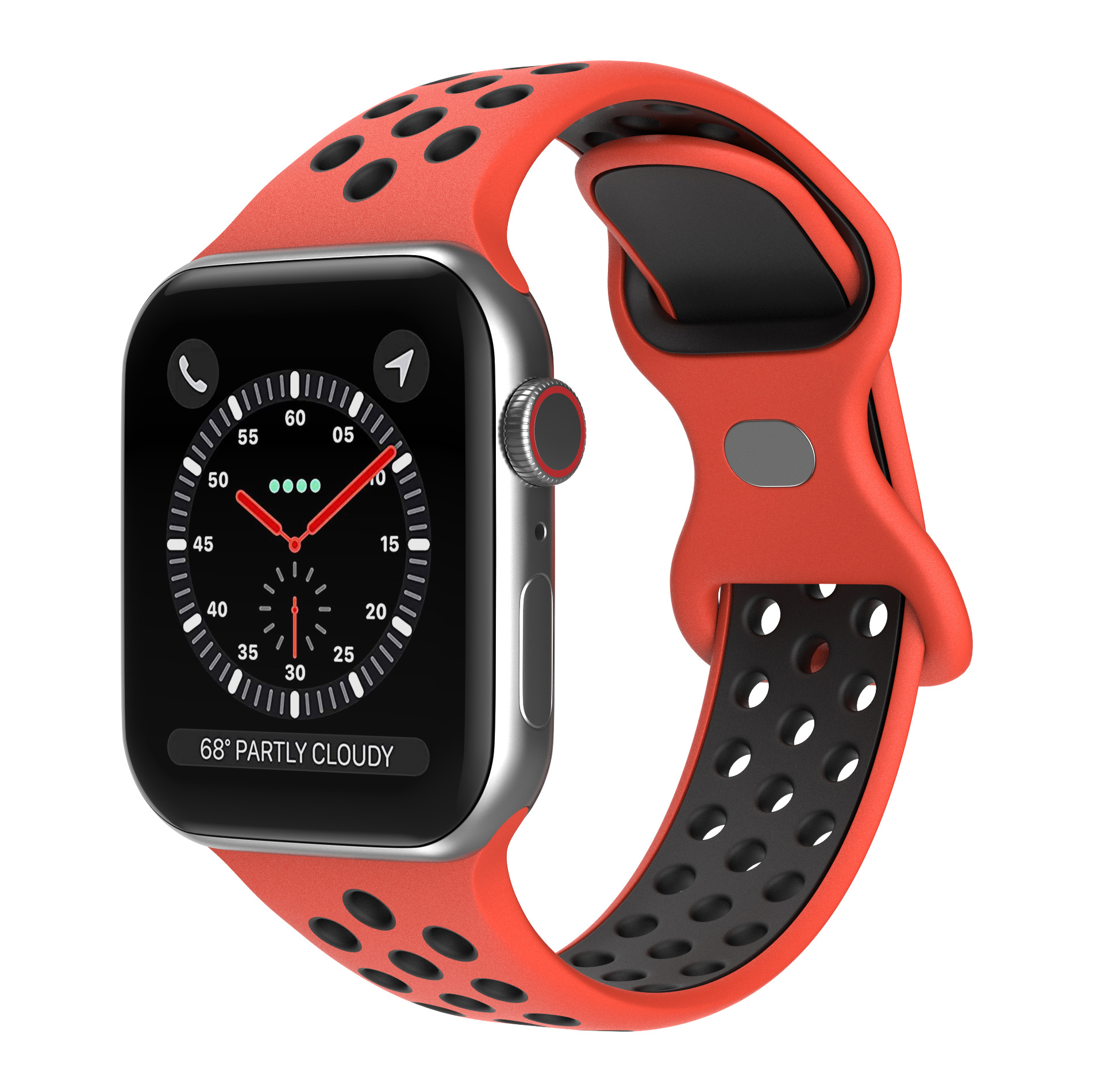 Apple Двухцветный спортивный силиконовый ремешок Apple Watch 1-9 / SE / ULTRA (42/44/45/49), размер L красно-черный