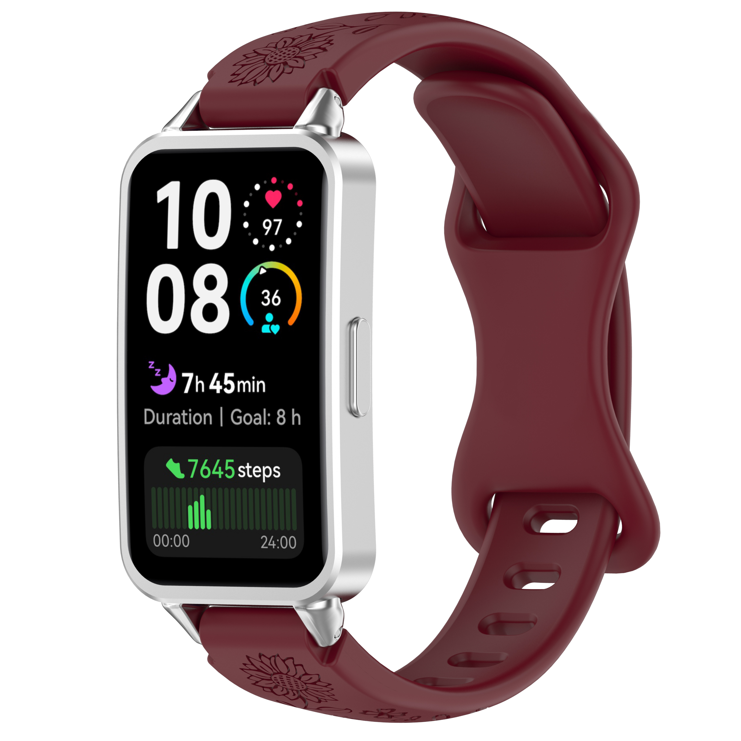 Huawei Силиконовый ремешок с рисунком для Huawei Band 8/9/10 винно-красный