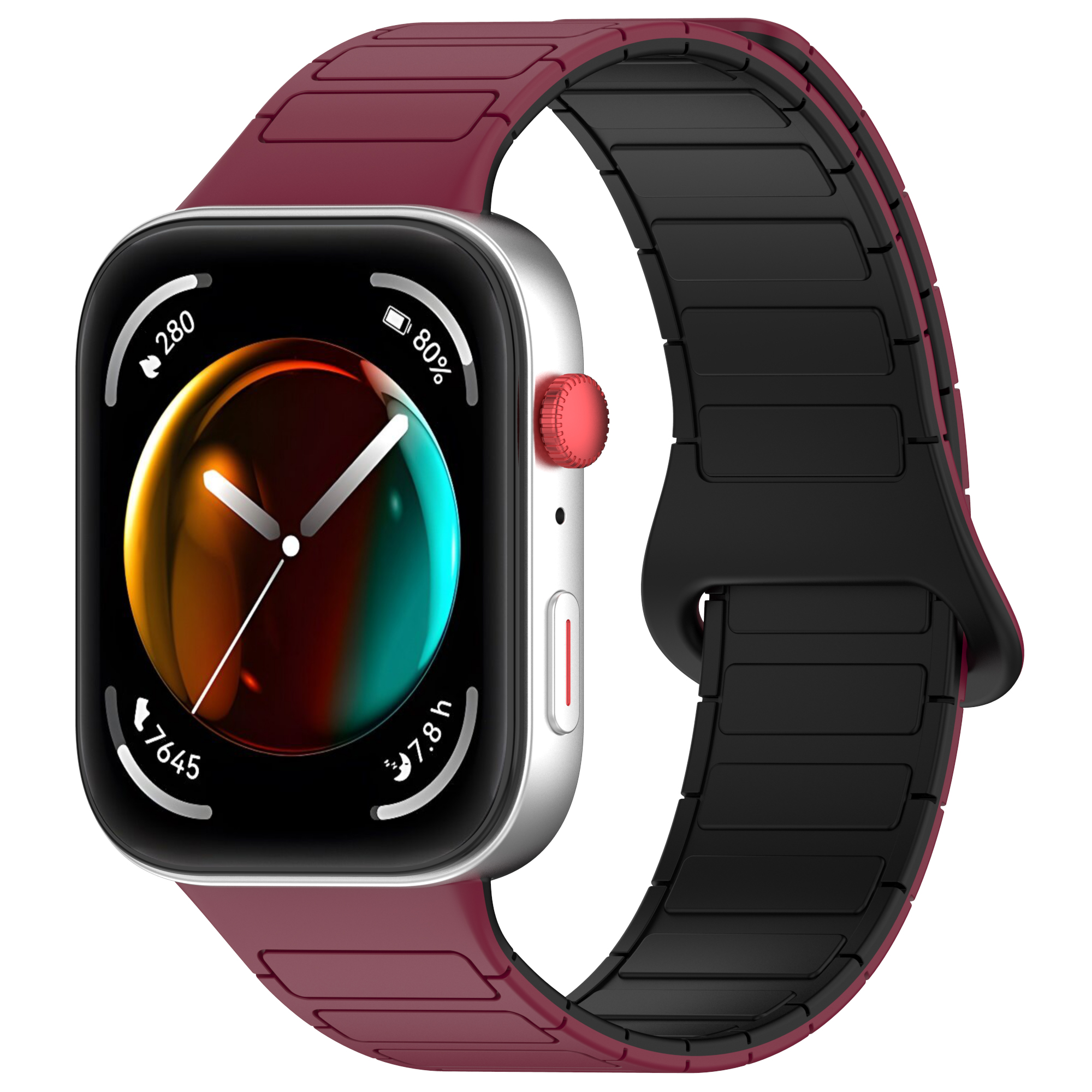 Huawei Двухцветный магнитный ремешок Huawei Watch Fit 3/4/4 Pro винно-черный