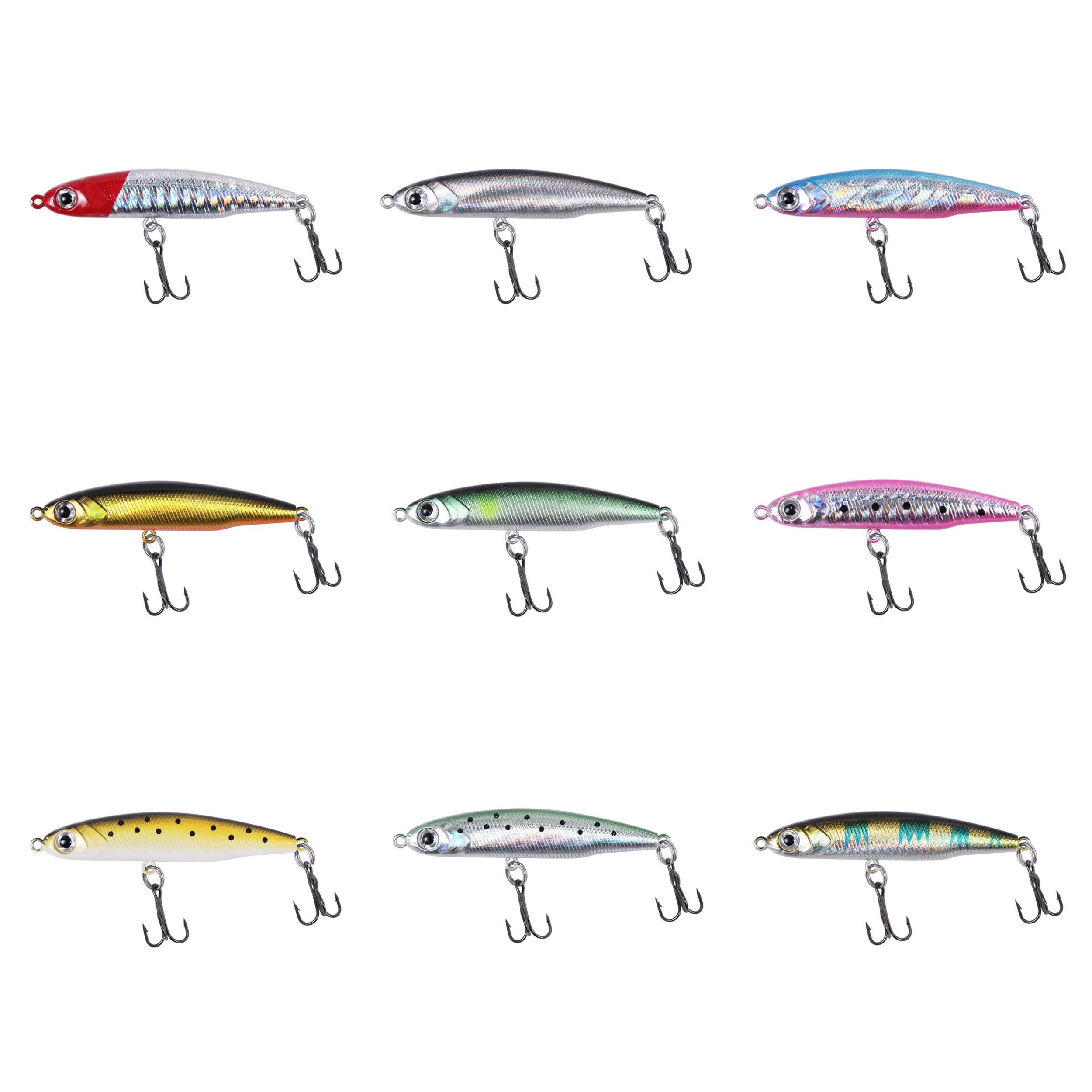 ГиперМол Набор воблеров приманок-карандаш, тонущие 5,5 см/3,5 г, 9шт разноцветные